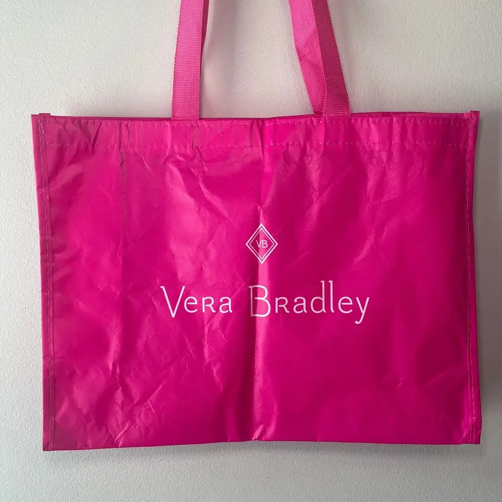 Vera Bradley Reusable Plastic Tote Shopping Bag Hot Pink